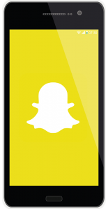 Mobile phone with social media platform Snapchat icon 