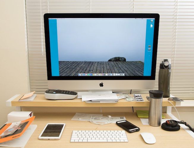 desk with unpermitted materials